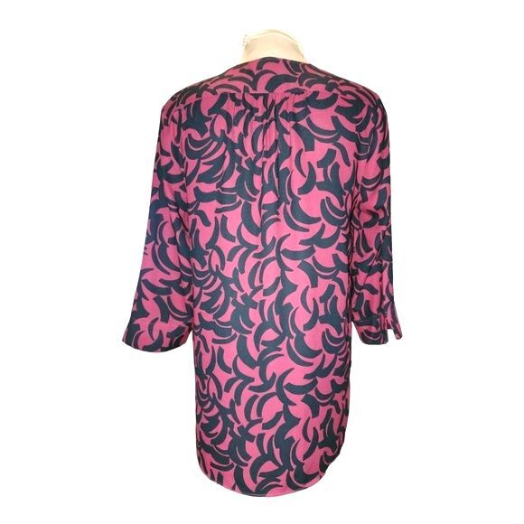 Dana Buchman Red & Black Polyester 3/4 Sleeve V-Neck Blouse Size M - Picture 3 of 9